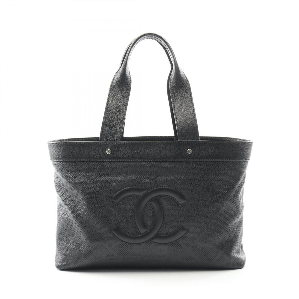 Chanel Coco Mark Tote Bag Leather Black